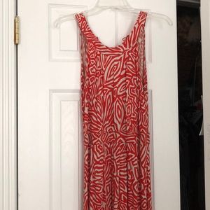 Orange/red and white maxi dress